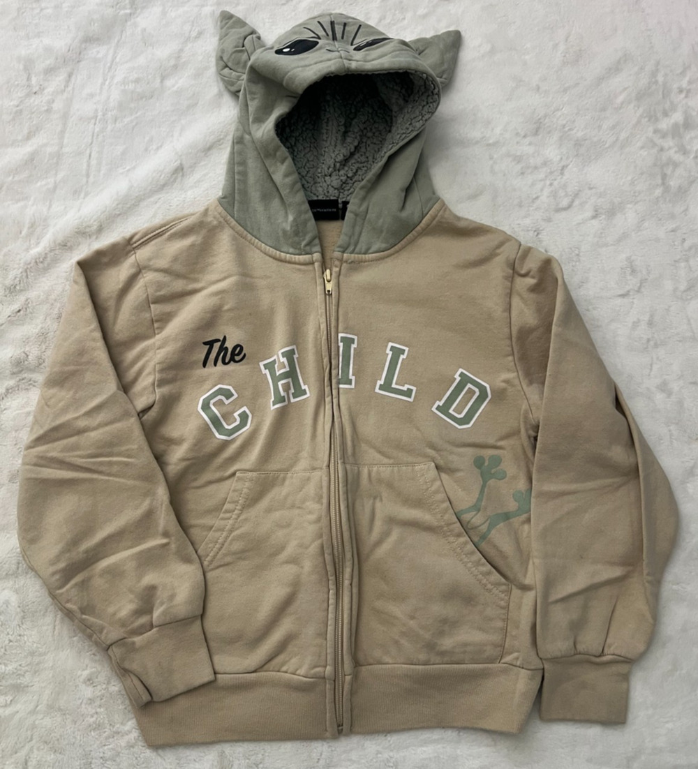 Star Wars The Child Kids Small Grogu Sherpa Hood Full Zip Hoodie Beige